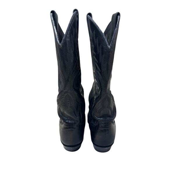 VTG 90s Justin Women Block Heel Cowboy Boots Black Lizard Leather 6B Western EUC - Picture 5 of 9